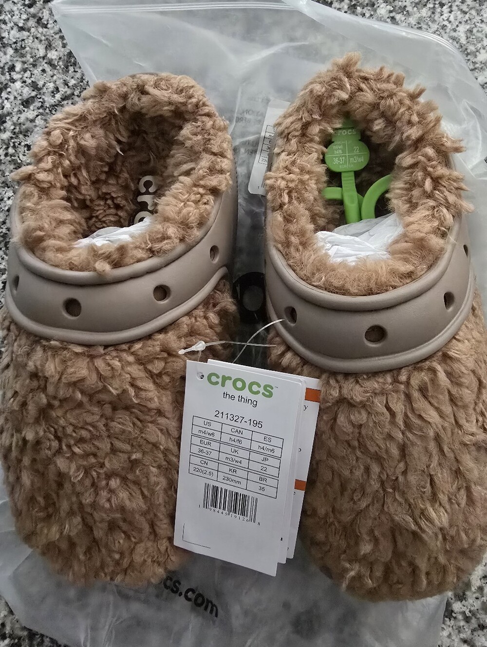 CROCS W6 Fuzzy Lined Clog in Brown The Thing